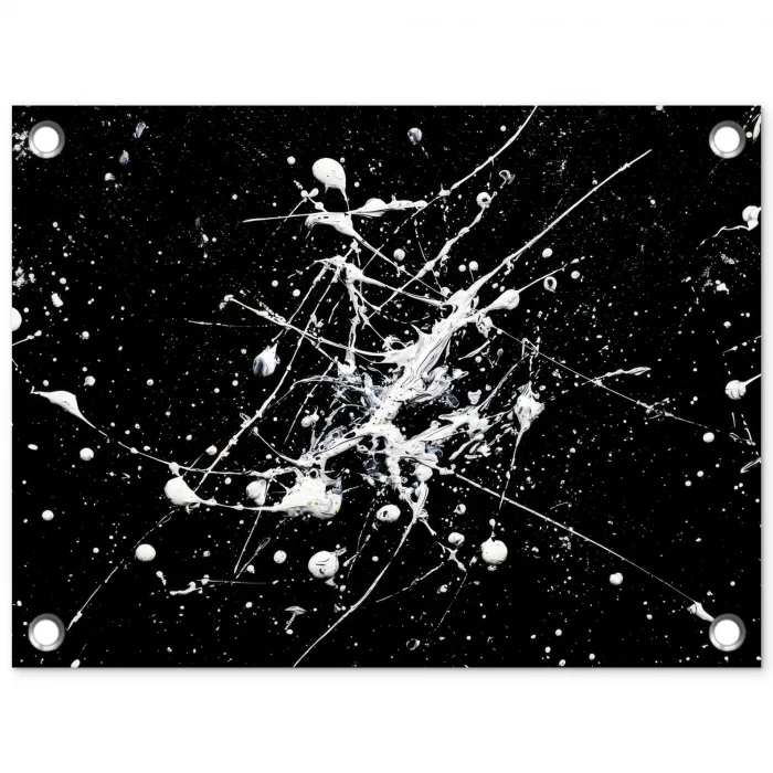 Verfspatten - Wit - Abstract - Explosie tuinposter los doek klein -3d