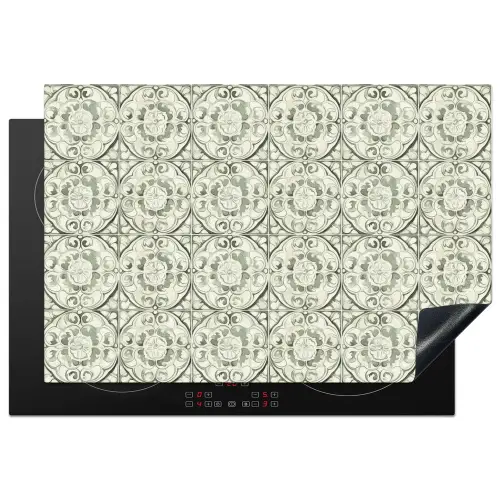 Krulornament - Tegel - Groen Inductie beschermer vinyl 3mm klein 276 -3d