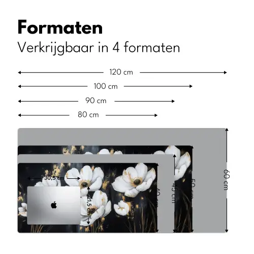 Bloemen - Wit - Abstract Muismat XXL klein -sfeer5