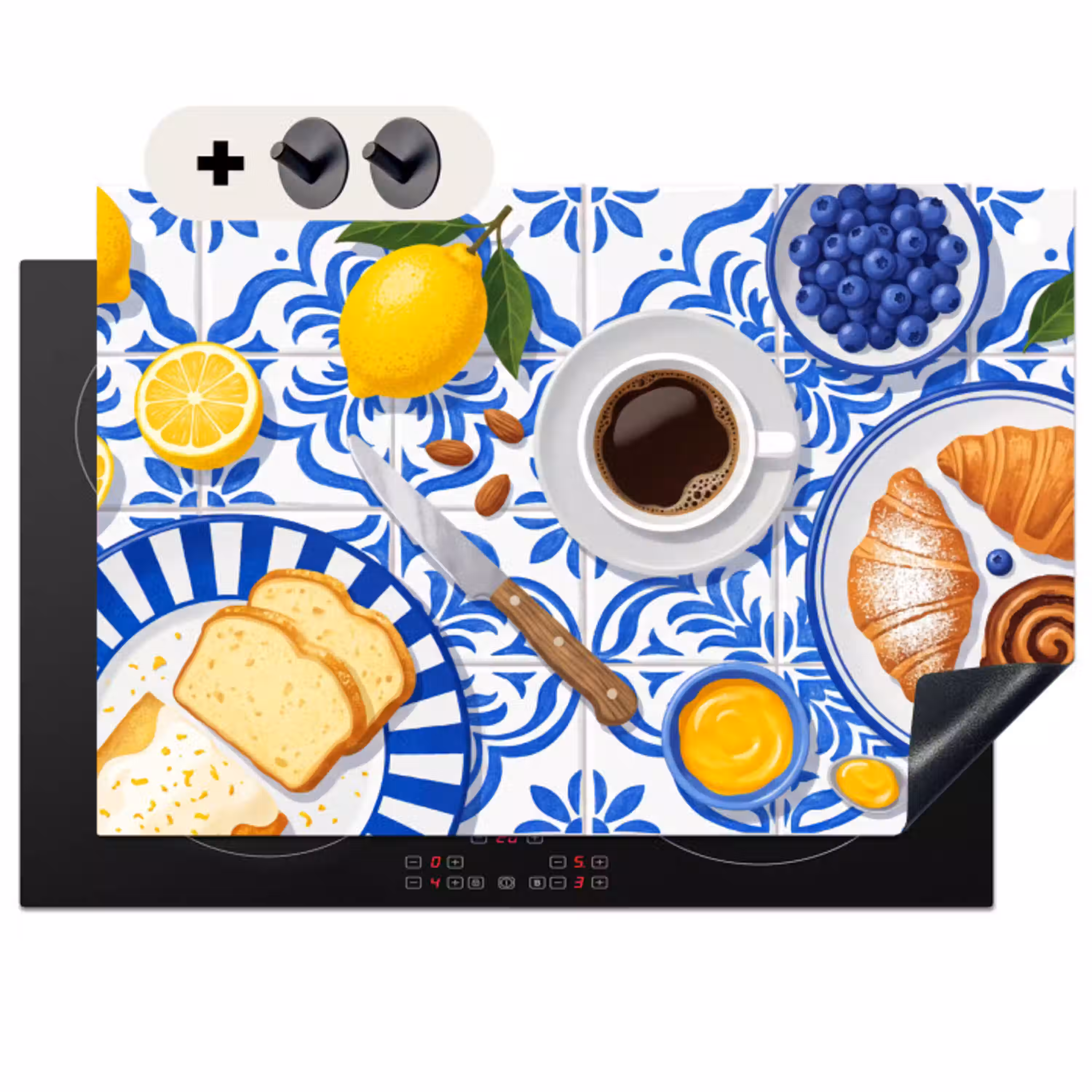 Ontbijt - Gebak - Eten Inductie beschemer met haakjes klein -3d