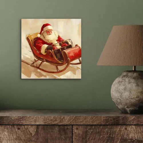 Kerst - Slee - Kerstman aluminium wit klein -sfeer2