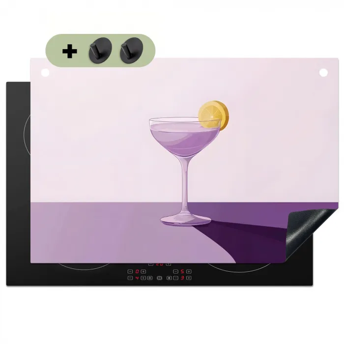 Cocktail - Paars - Minimalistisch - Citroen Inductie beschemer met haakjes klein -3d