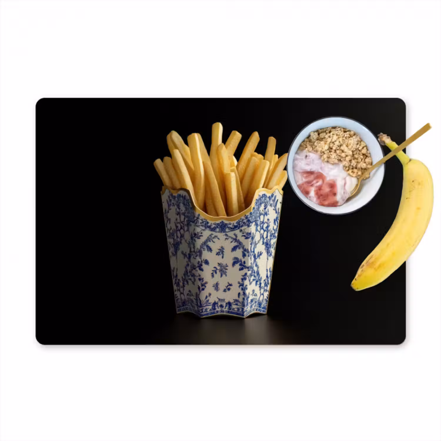 Tischset - 6 Stück - Pommes frites - Porzellan - Delfter Blau - Lebensmittel