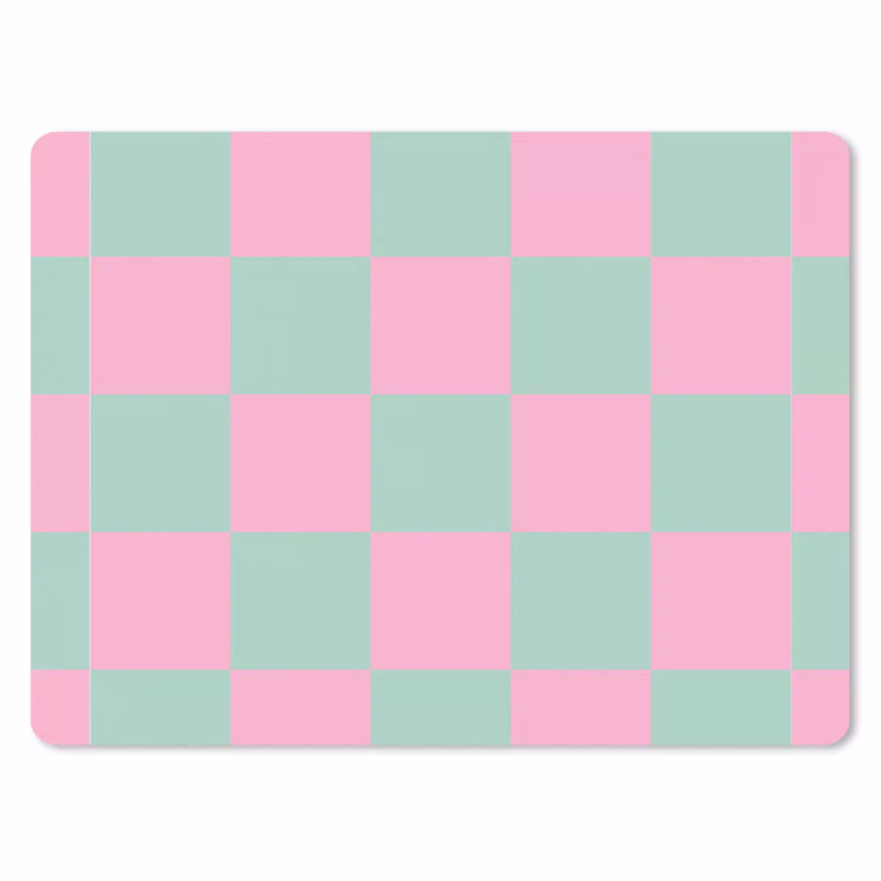 Schaakbord patroon - Groen - Roze - Blokjes muismat rubber klein -3d