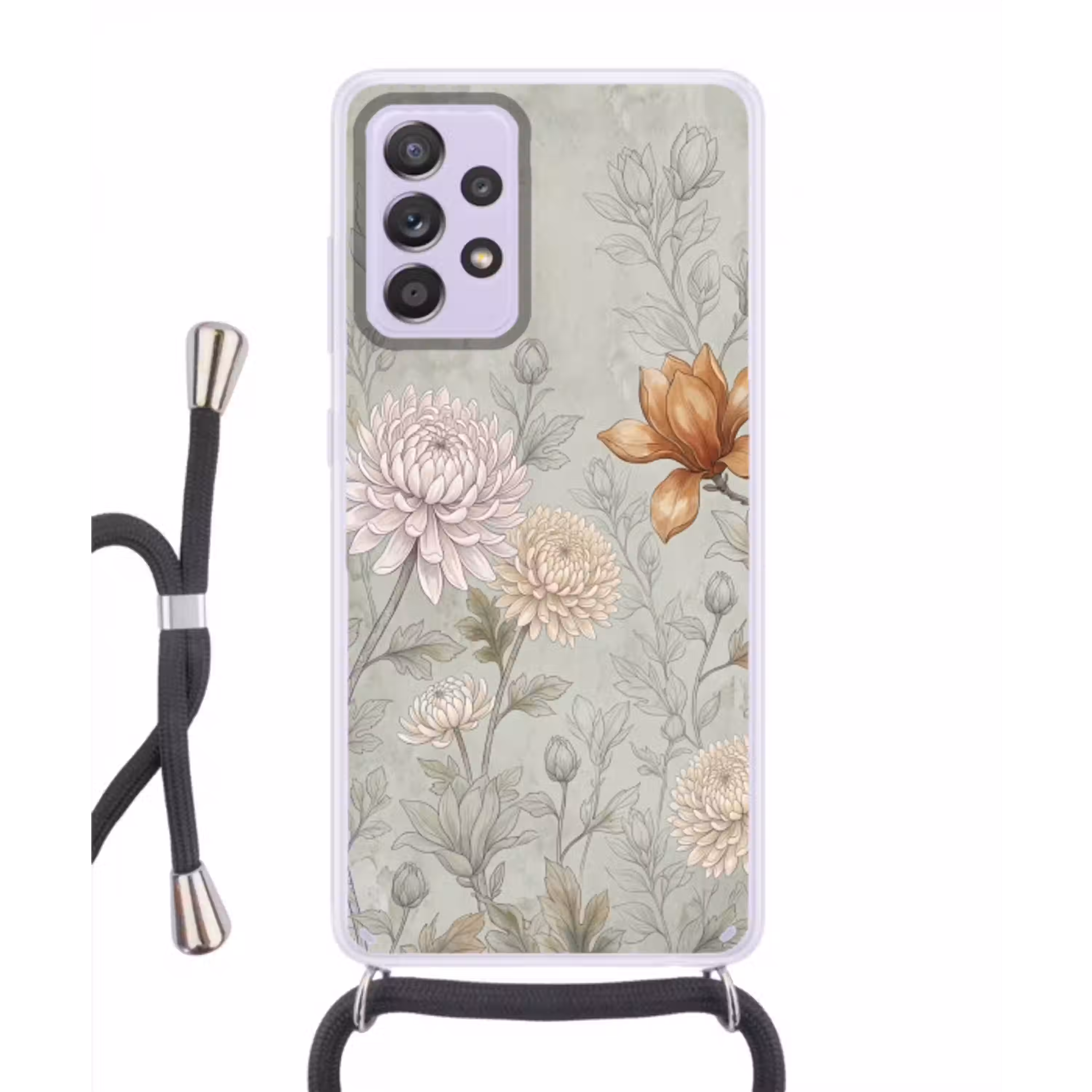Illustratie - Bloemen - Groen Hoesje Samsung Galaxy A52 5G met koord klein -3d