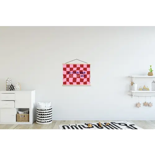 Furture - Geblokt - Rood textielposter latten blank klein -kinderkamer