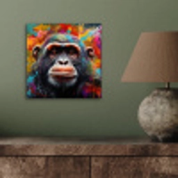 Chimpansee - Graffiti - Kleurrijk aluminium wit klein -sfeer2
