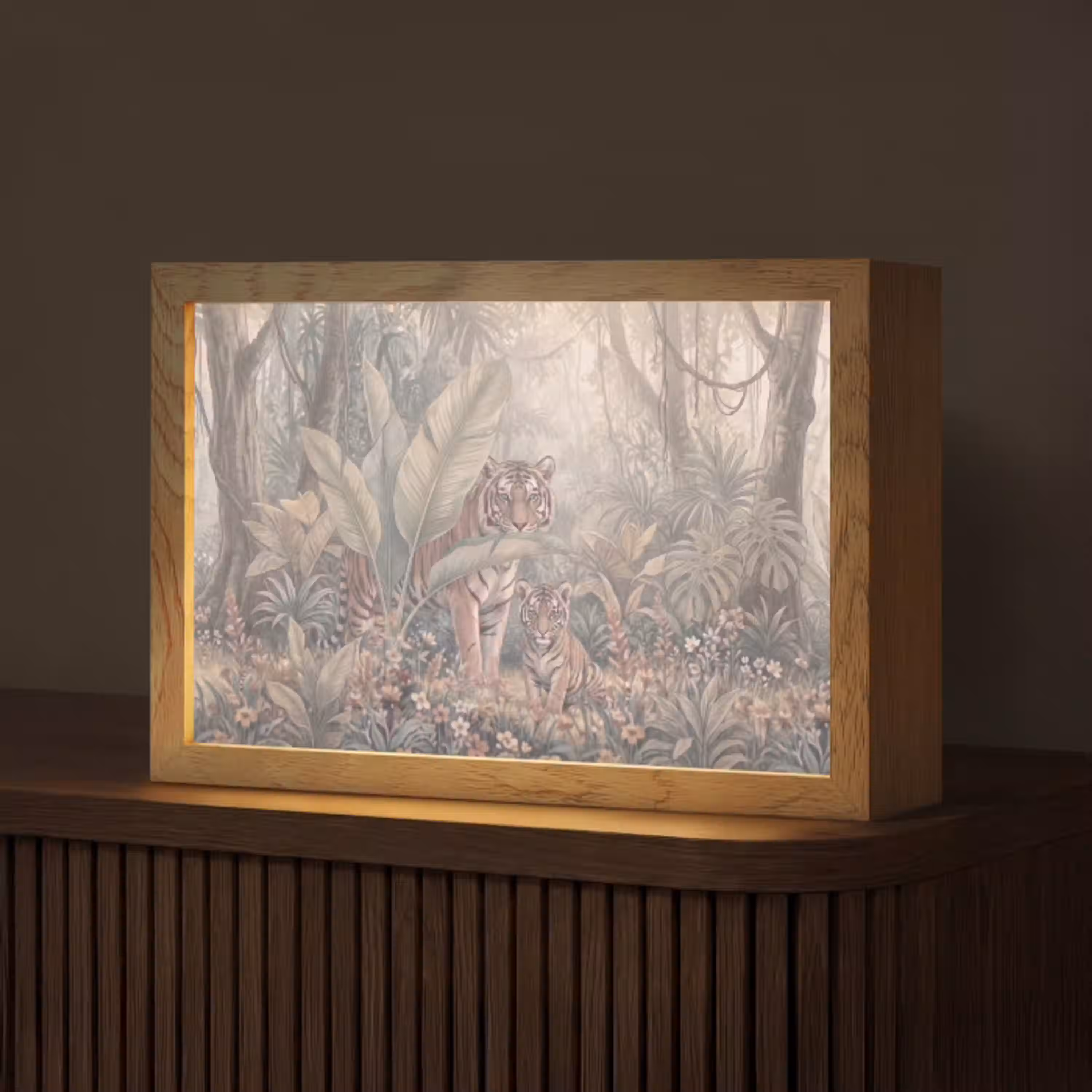 Tijger - Welp - Jungle - Illustratie - Dieren Light Box met kabel (Tafellamp) klein -z3d_website