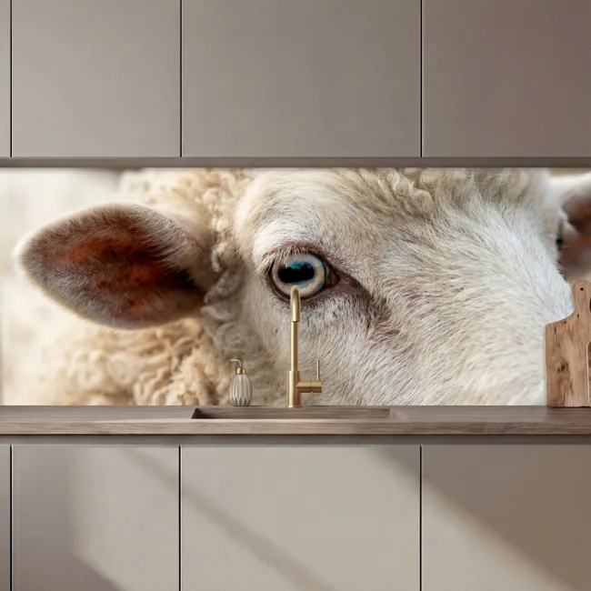 Küchen rückwand - Schaf - Auge - Weiß