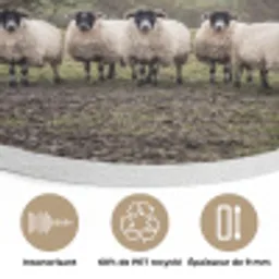 Schapen - Rij - Weide - Dieren - Platteland Akoestische PET Vilt - Rond klein -closeup_FR