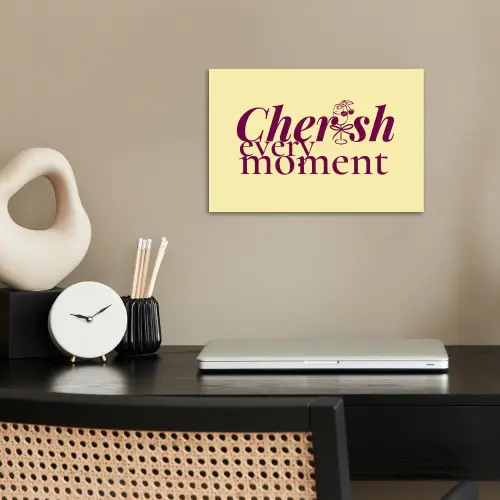 Cherish every moment - Cocktailglas - Geel poster papier klein -sfeer1