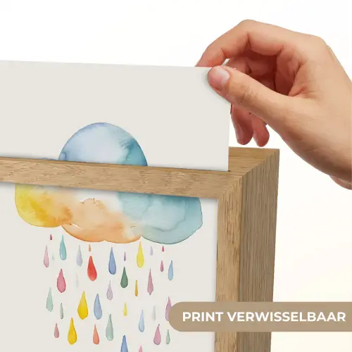 Wolk - Regen - Watercolor - Kleurrijk Light Box met kabel (Kinderlampje) klein -USP_websiteprintNL