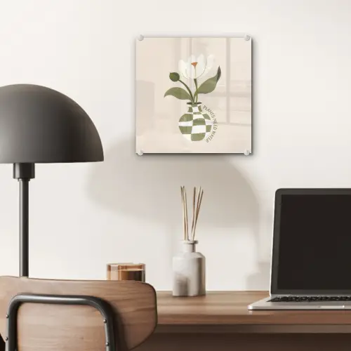 Bloem - Wit - Vaas - Quote plexiglas 5mm klein -sfeer6