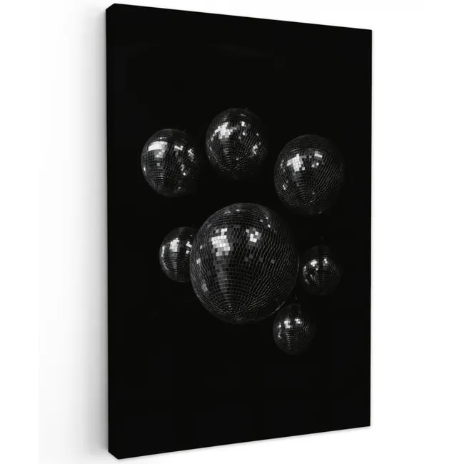 Discoballen - Minimalistisch - Zwart Tuinposter op houten frame 2 cm dik klein -3d