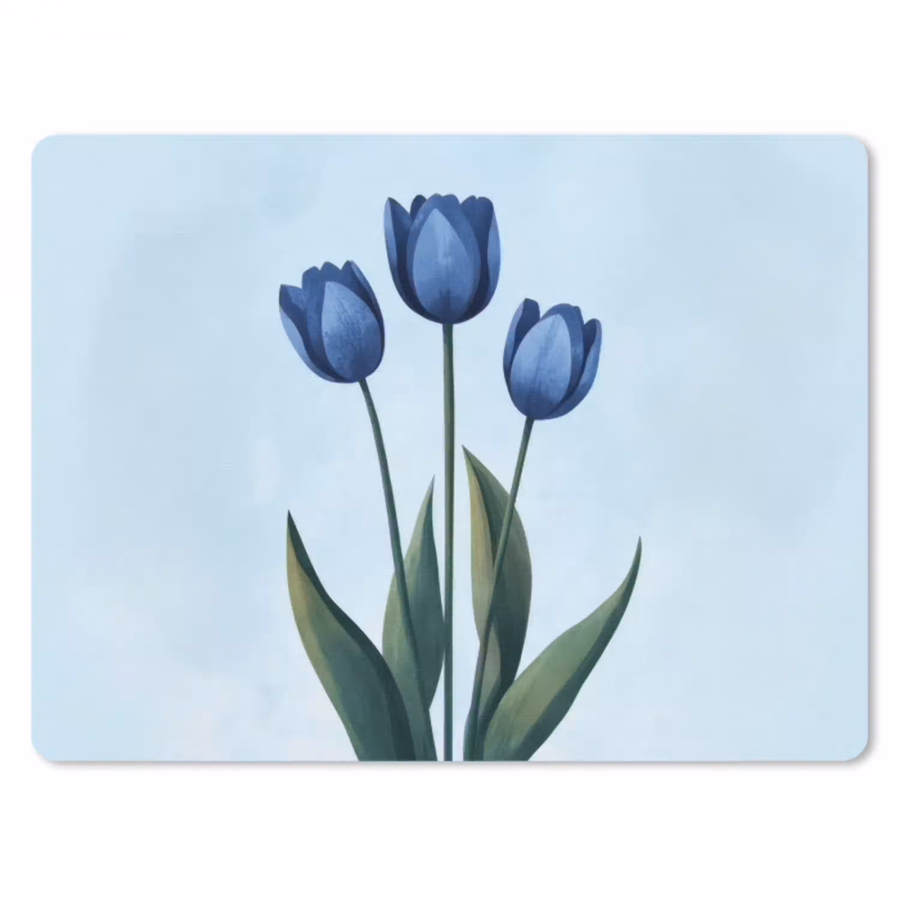 Tulpen - Blauw - Bladeren muismat rubber klein -3d