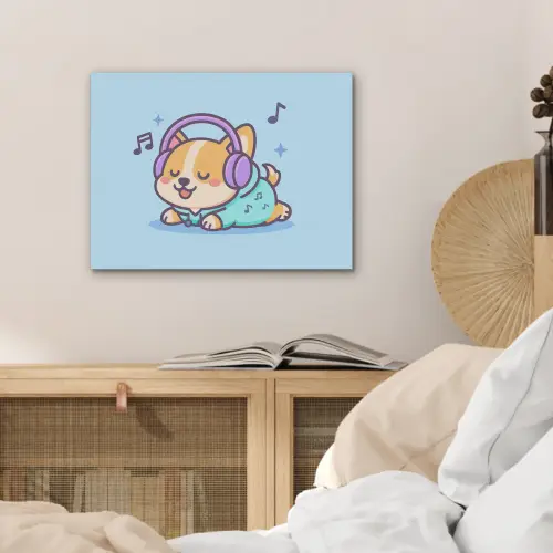 Corgi - Koptelefoon - Blauw - Muzieknoten PET vilt klein -sfeer3