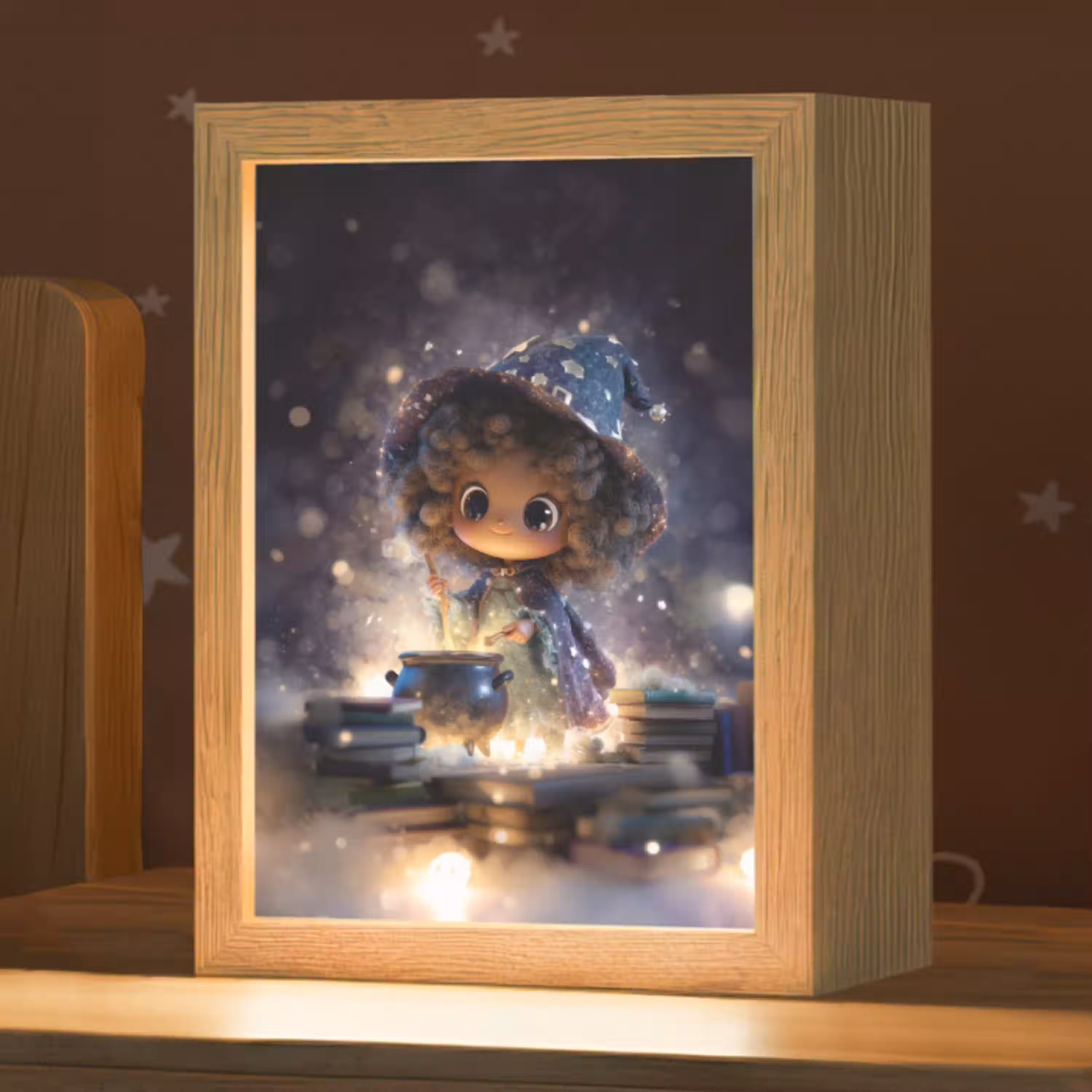 Meisje - Toveren - Sterren - Paars Light Box met kabel klein -zzz_3d_website
