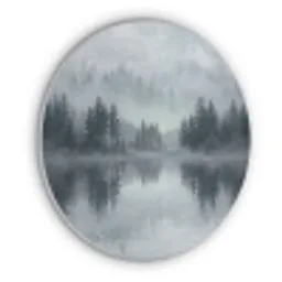 Bos - Meer - Mist - Natuur - Grijs Akoestische PET Vilt - Rond klein -3d