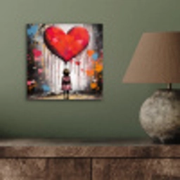 Meisje - Hart - Graffiti - Kunst - Kleuren - Rood aluminium wit klein -sfeer2