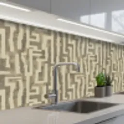 Abstract - Geometrisch - Groen keuken achterwand 2 middel 871 -3d_schuin