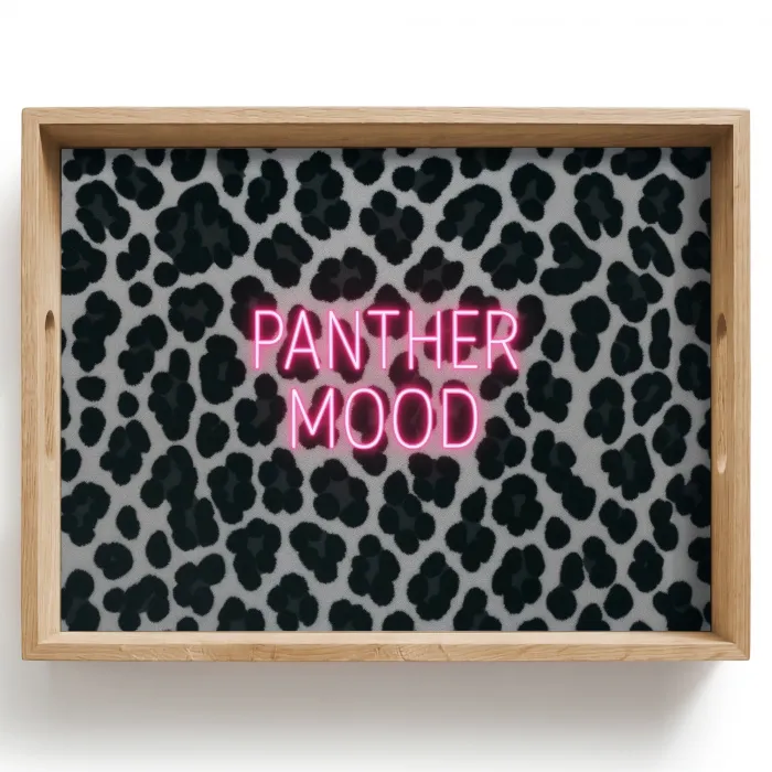 Panterprint - Zwart - Neonletters - Roze Dienblad Rechthoek middel -z3d_shopping