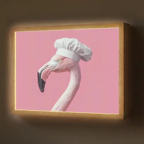 Flamingo - Roze - Koksmuts - Vogel Light Box met batterij (Wandlamp) middel -z3d_website