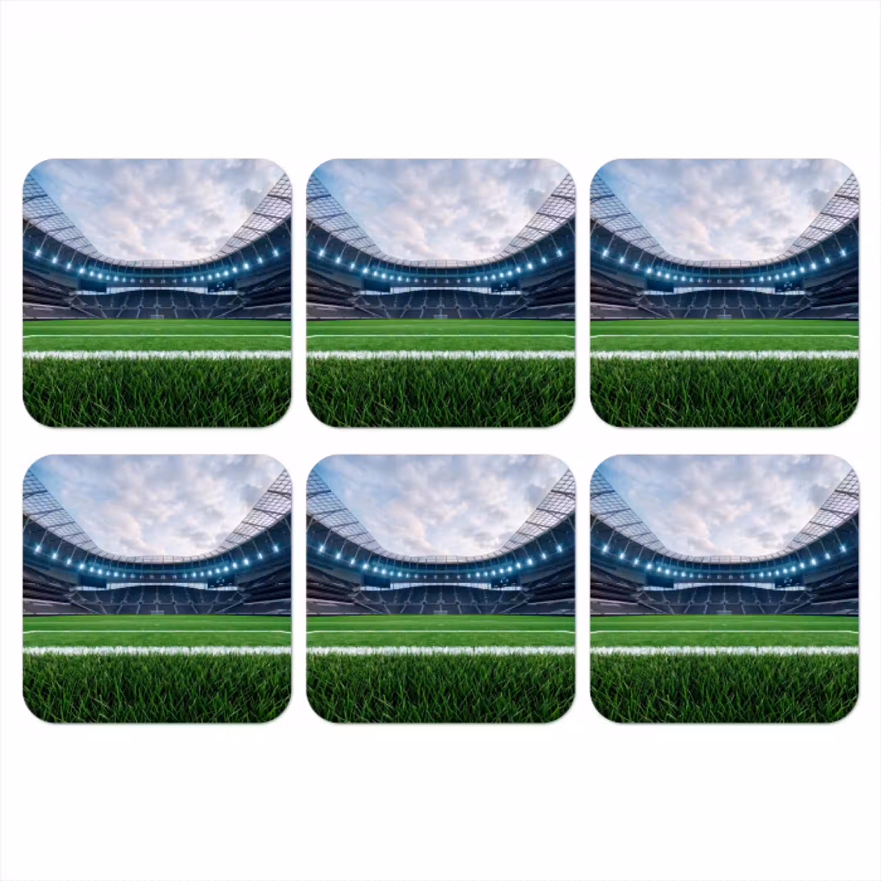 Voetbal - Stadion - Sport - Groen onderzetter kurk middel -3d