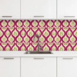 Retro - Floraal - Paars keuken achterwand 2 middel 871 -3d