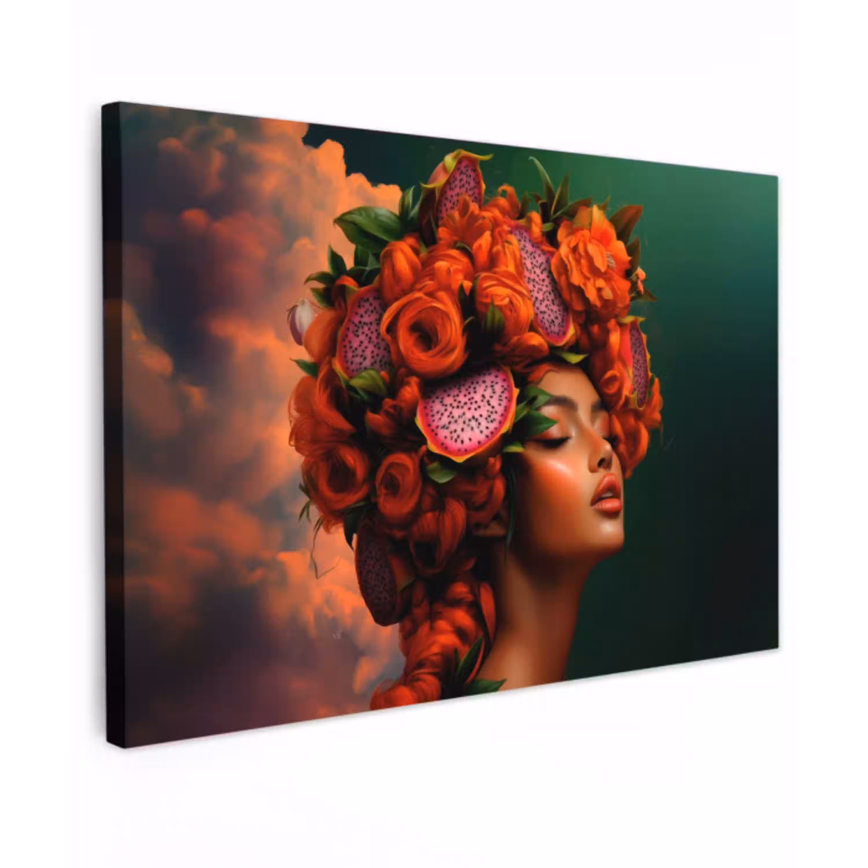 Vrouw - Drankenfruit - Rozen Tuinposter op houten frame 2 cm dik klein -3d