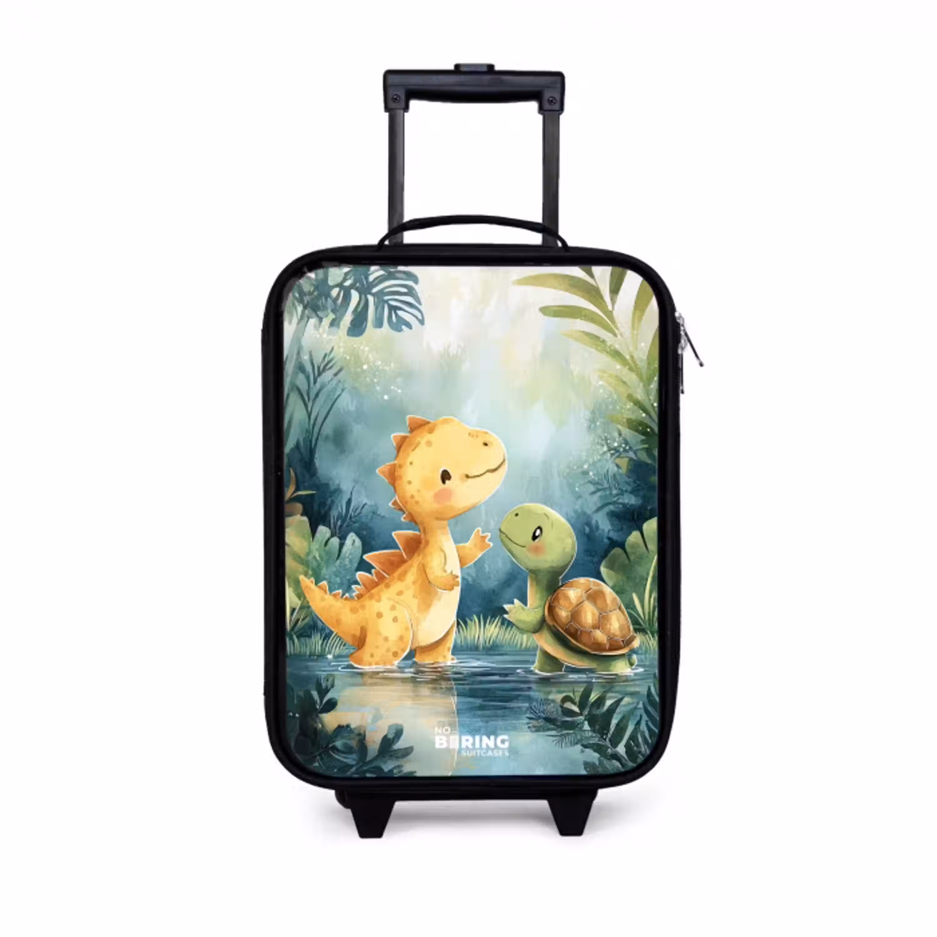 Dino - Schildpad - Jungle Kinderkoffer - Zwart klein -3d