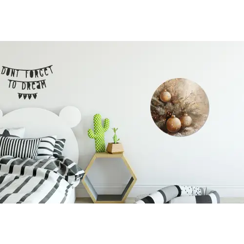 Kerst - Kerstballen - Beige - Goud Wandcirkel aluminium klein -kinderkamer