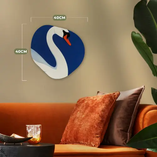 Zwaan - Wit - Snavel - Illustratie Wandcirkel Organisch Forex 3mm klein -sfeer3