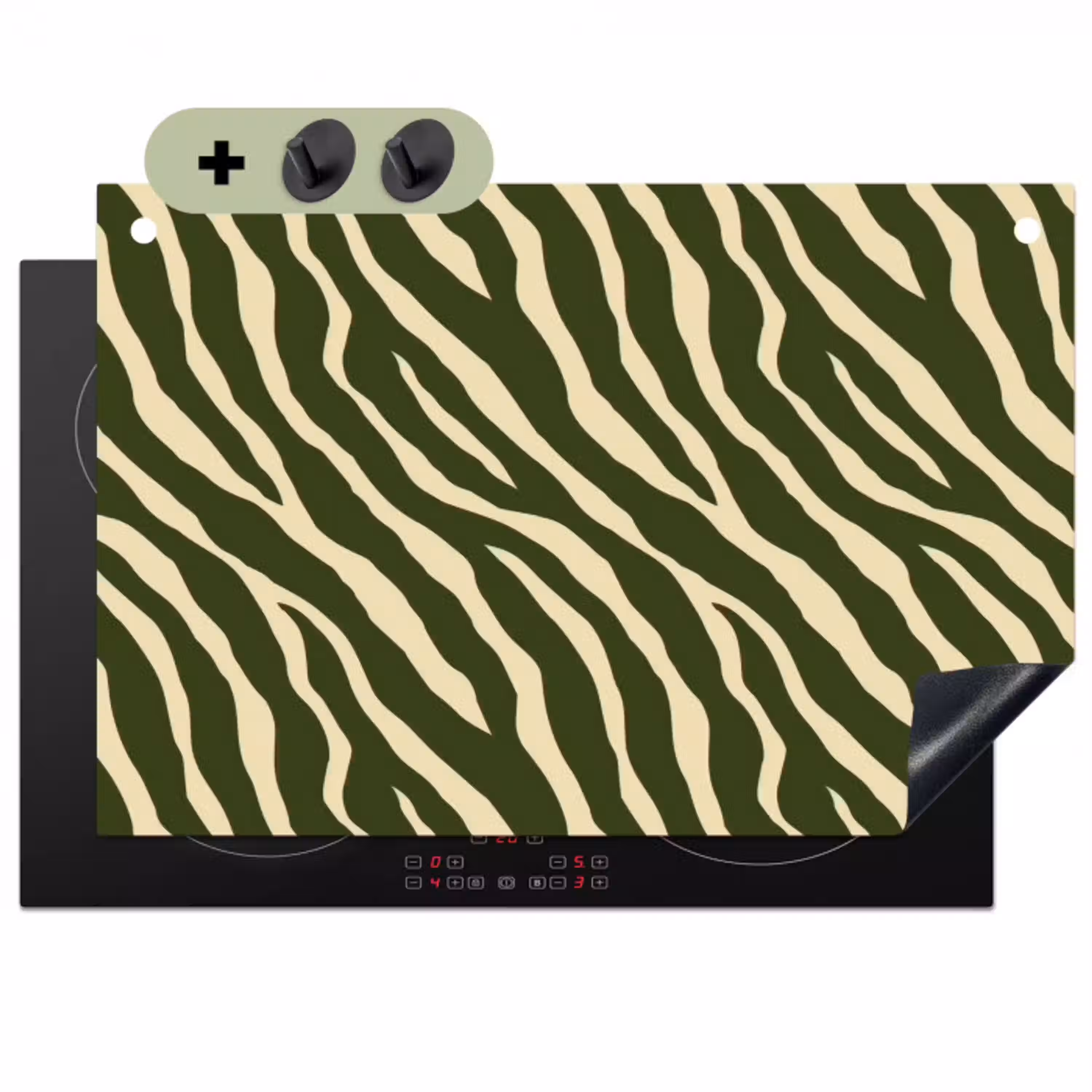 Zebra - Patroon - Groen Inductie beschemer met haakjes klein 777 -3d