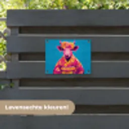 Koe - Bloemenkrans - Oorhangers - Kimono tuinposter los doek klein -sfeer3