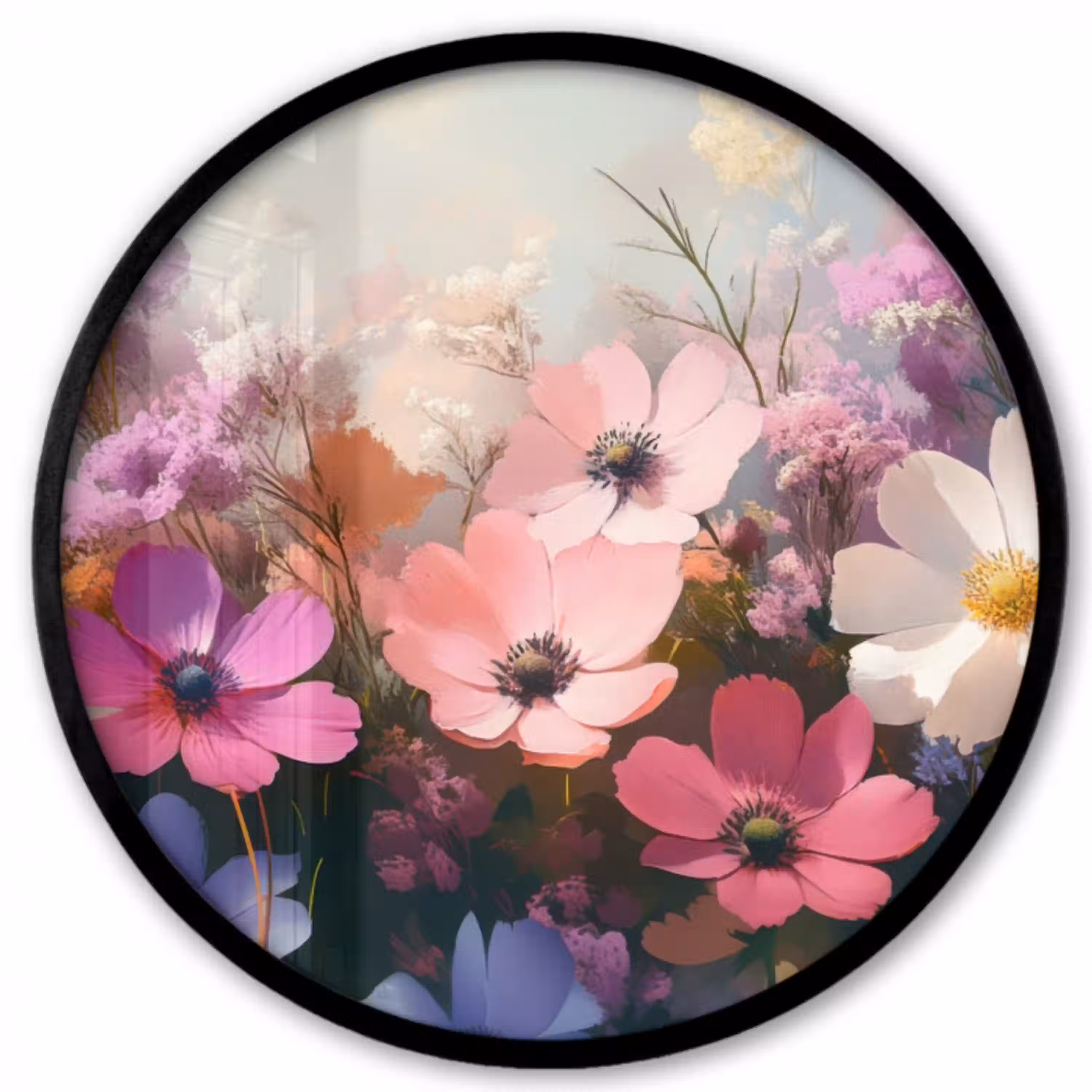 Bloemen - Kleurrijk - Bloei Fotolijst rond zonder passe partout klein -3d