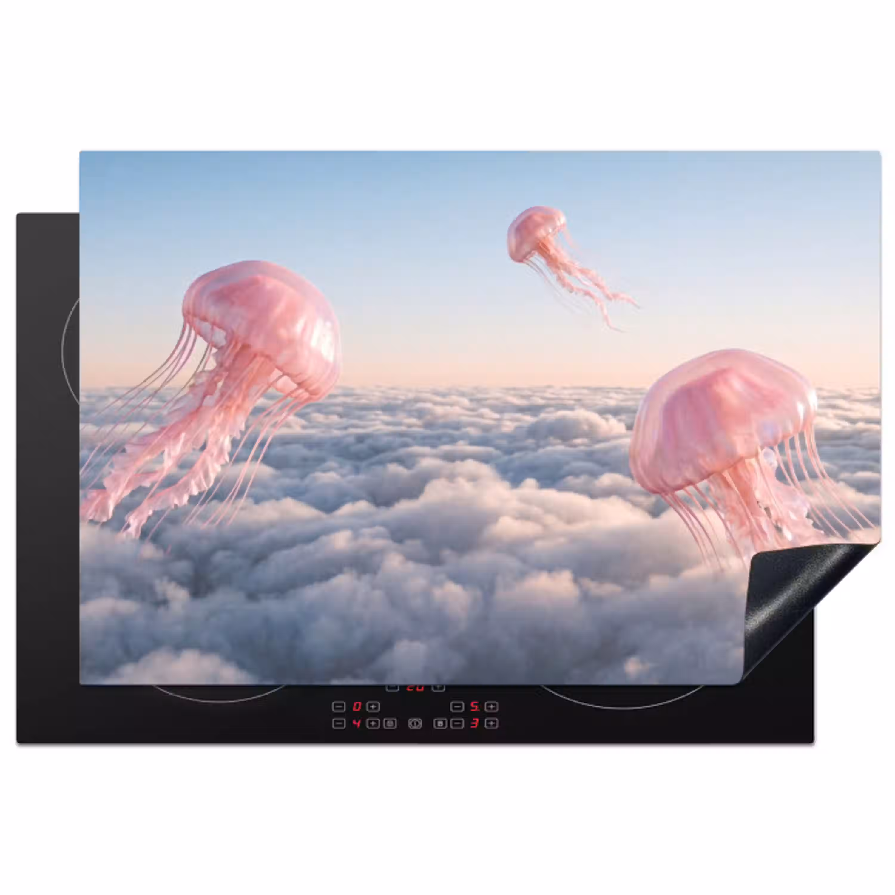 Roze dier - Wolken Inductie beschermer vinyl 3mm klein -3d