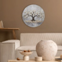 Boom - Bloemen - Natuur - Abstract - Wit Akoestische PET Vilt - Rond klein -sfeer1