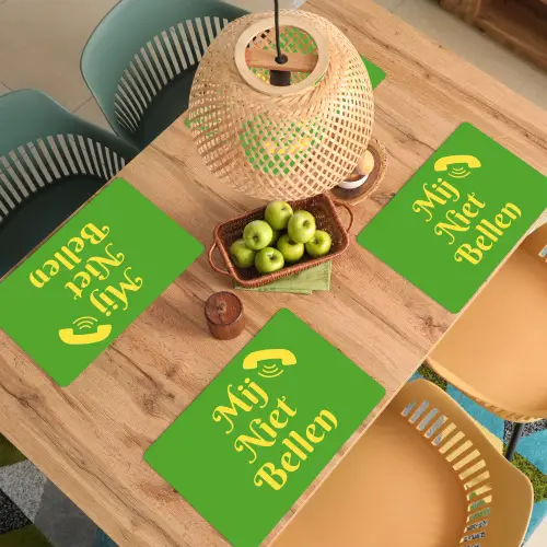 Mij niet bellen - Telefoon - Groen Placemat vinyl groot -zzsfeer5_Kitchenyeah-website