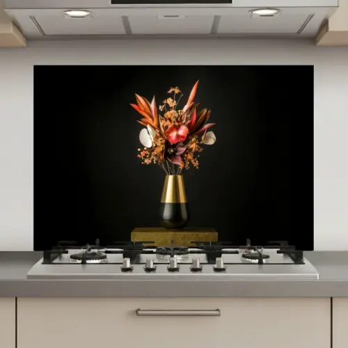 Exotisch - Boeket - Vaas - Goud keuken achterwand spatscherm klein -3d_website