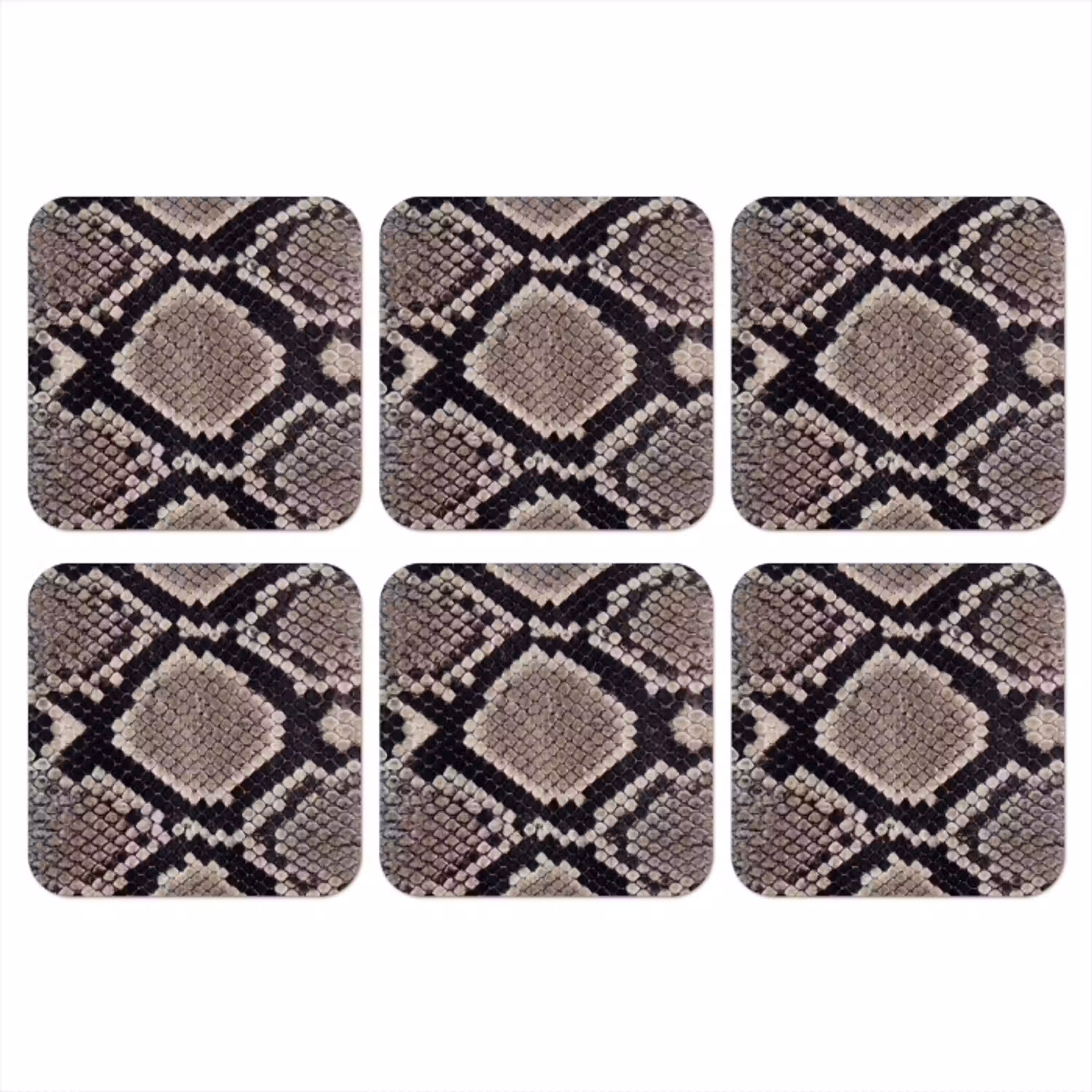 Slangenleer - Patroon - Beige onderzetter kurk middel -3d