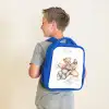 Beer - Vliegtuig - Sterren - Kinderen Kinderrugzak - Blauw middel -sfeer2