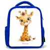 Baby giraffe Kinderrugzak - Blauw middel -3d