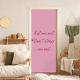 Eat me out don't stress me out - Roze - Handgeschreven deurposter klein -sfeer2