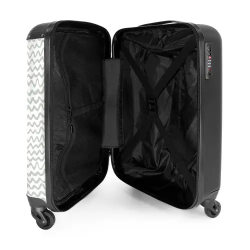 Grijze golflijnen op wit NBS - Handbagage koffer - Volwassenen Unisex middel -binnenkant