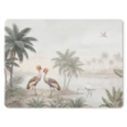 Kraanvogels - Palmbomen - Tropisch muismat rubber klein -3d