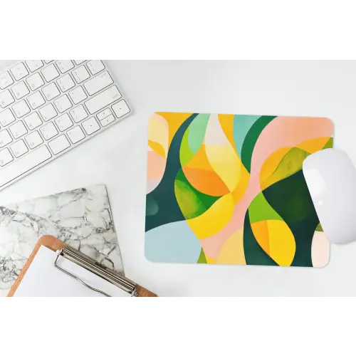 Abstract - Geel - Roze - Groen muismat rubber klein -witbureau