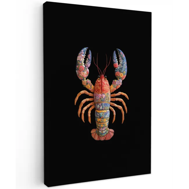 Kreeft - Borduur - Kleurrijk - Bloemen canvas 2cm klein -z3d