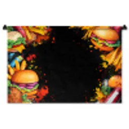 Fastfood - Graffiti - Hamburger - Eten - Modern Wandkleed katoen middel -zz3d