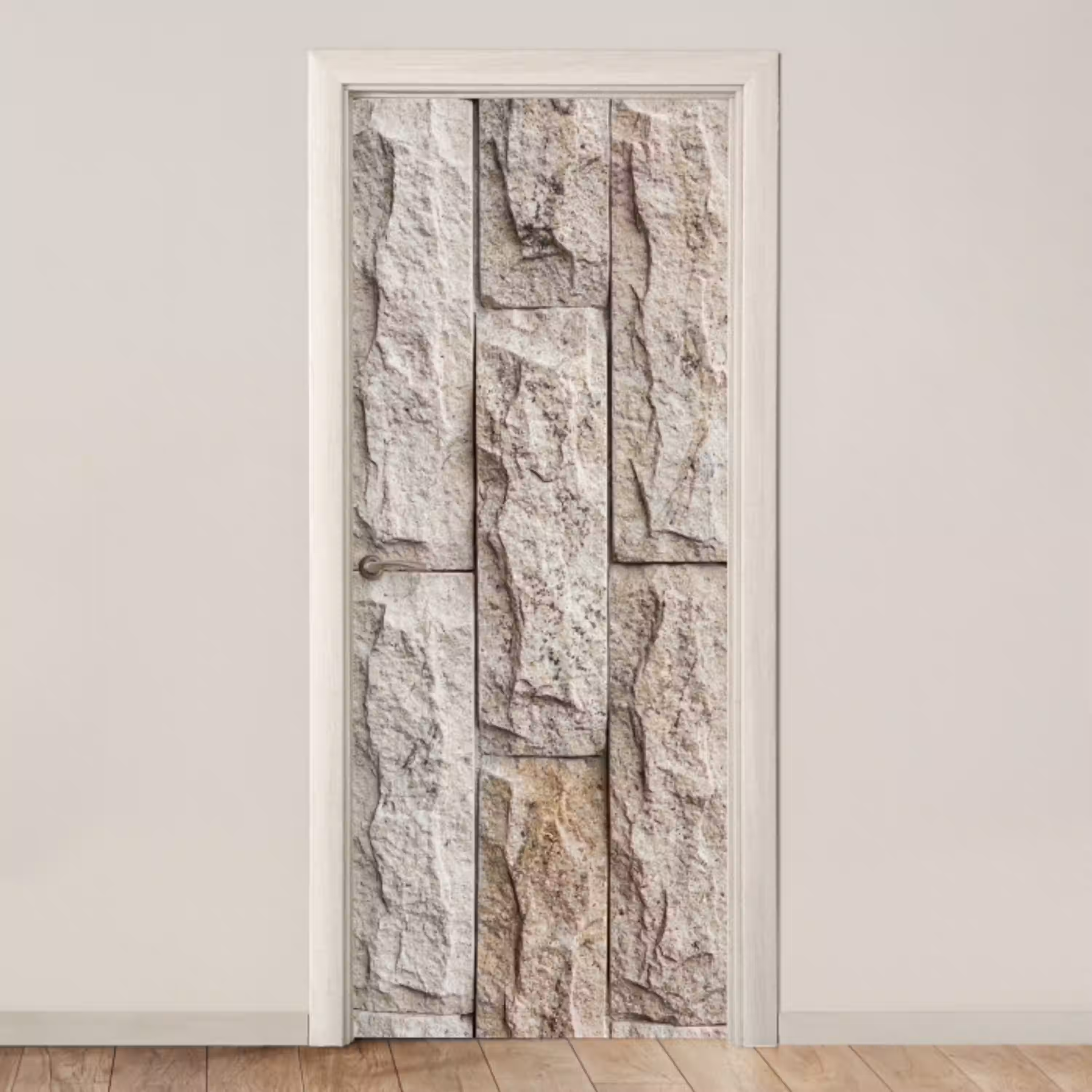 Muur - Steen - Ruw - Beige - Textuur deurposter klein -3d_beige
