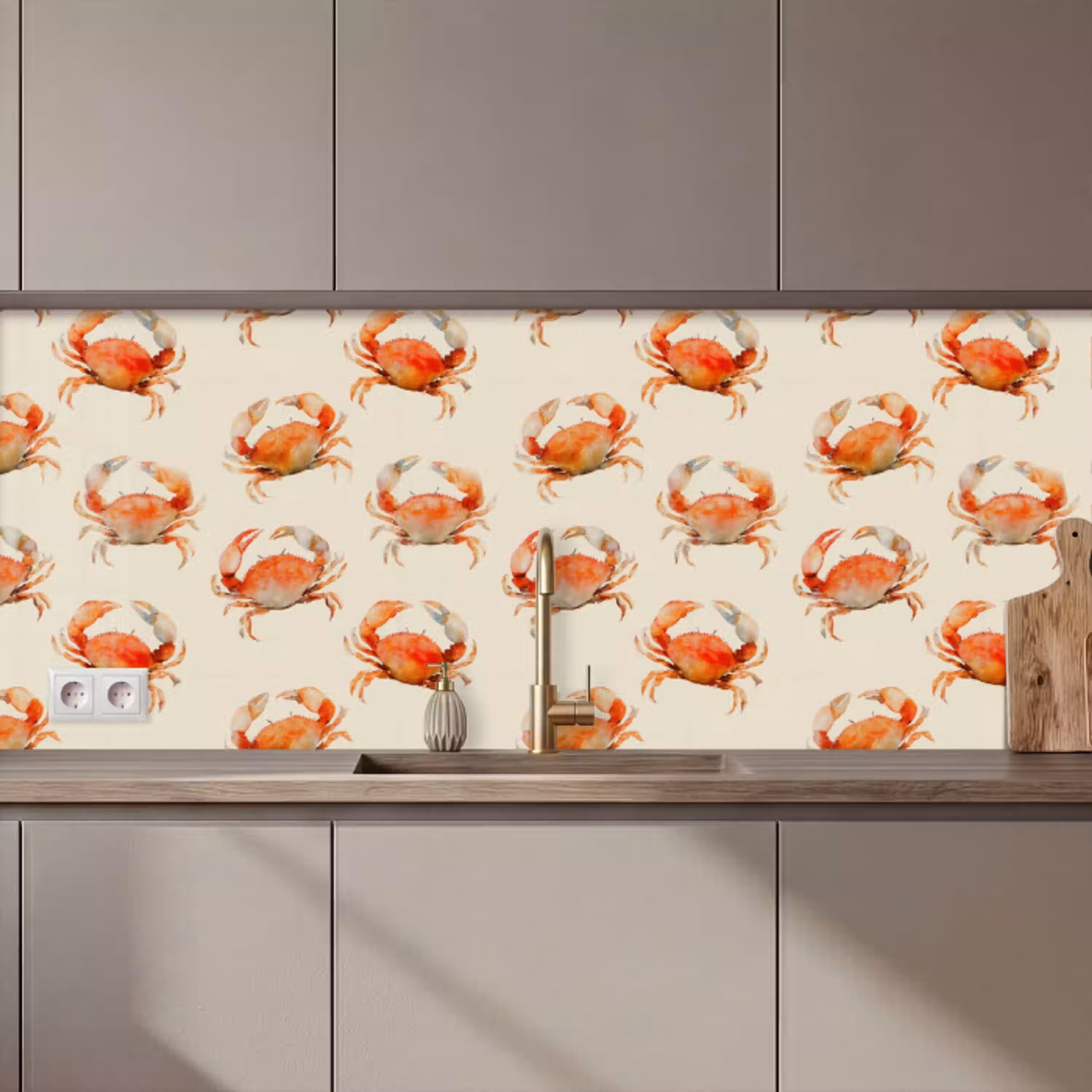 Krabben - Patroon - Oranje keuken achterwand 2 middel 871 zz_3dshopping